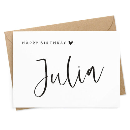 Geburtstagskarte personalisiert mit Namen Julia – Happy Birthday Karte mit Kraftpapier-Umschlag, Hauptmotiv