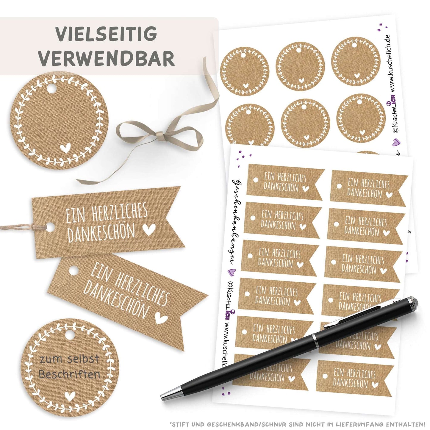 Geschenk-Anhänger Set im Kraftpapier-Look mit Spruch und Blanko-Feldern zum Beschriften