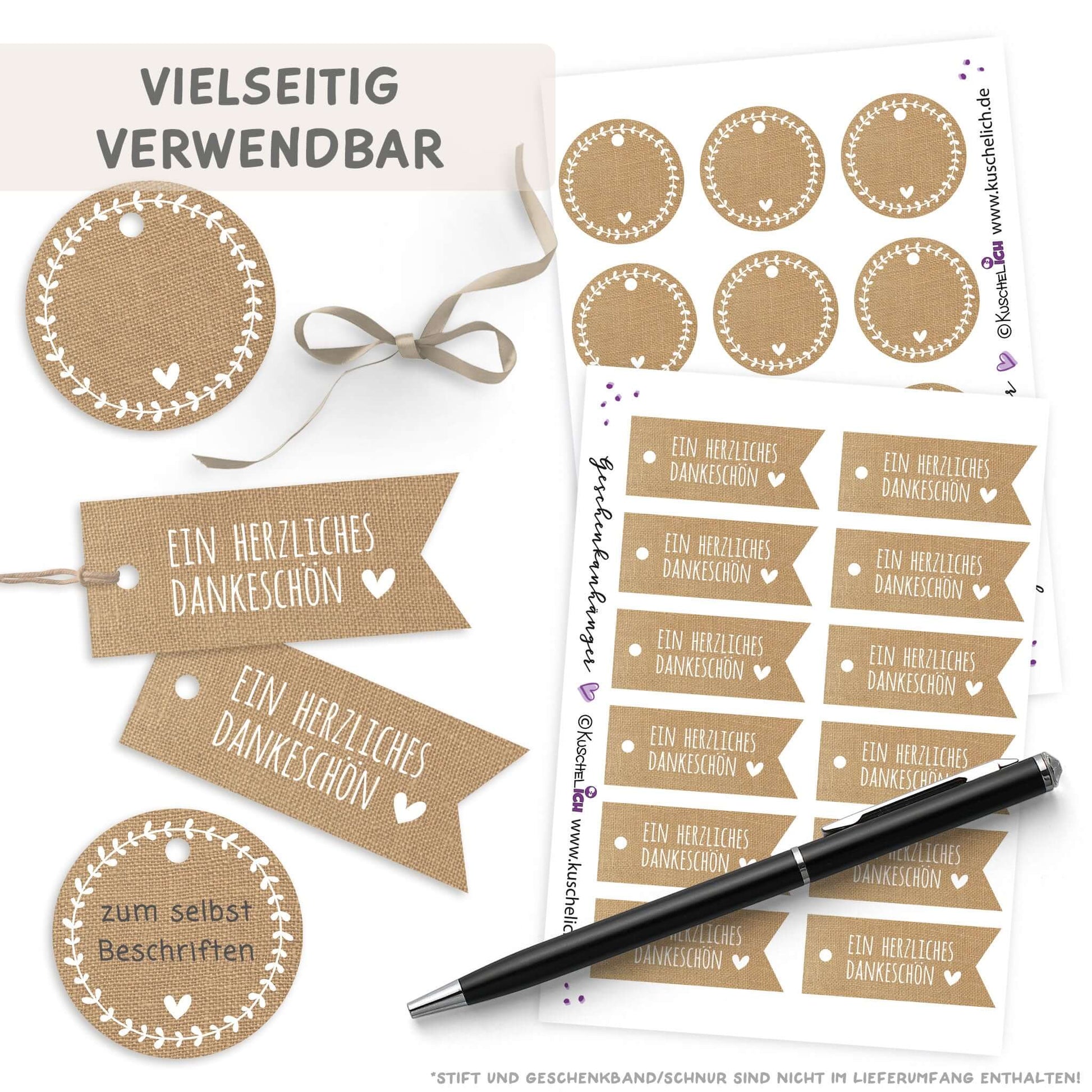 Geschenk-Anhänger Set im Kraftpapier-Look mit Spruch und Blanko-Feldern zum Beschriften