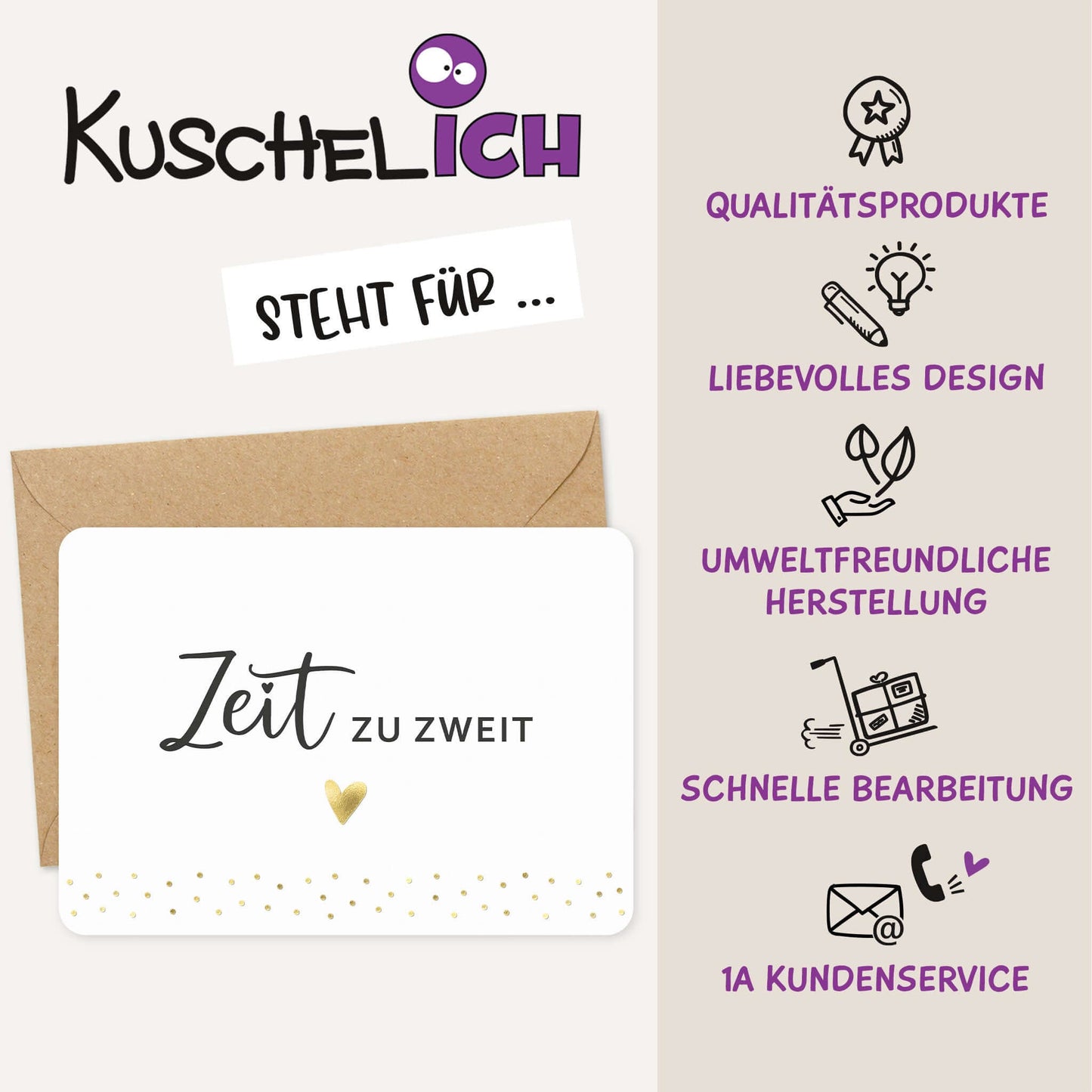 Karte Zeit zu zweit Qualitätsmerkmale