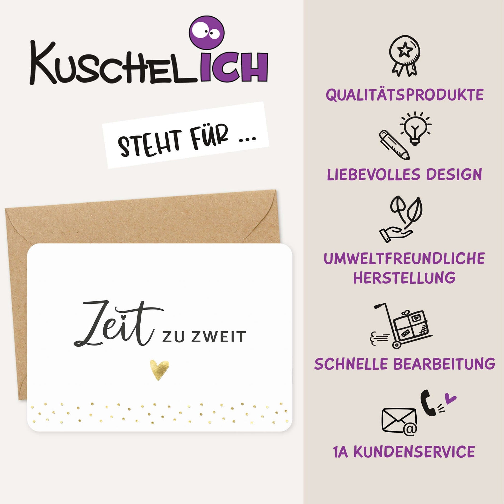 Karte Zeit zu zweit Qualitätsmerkmale