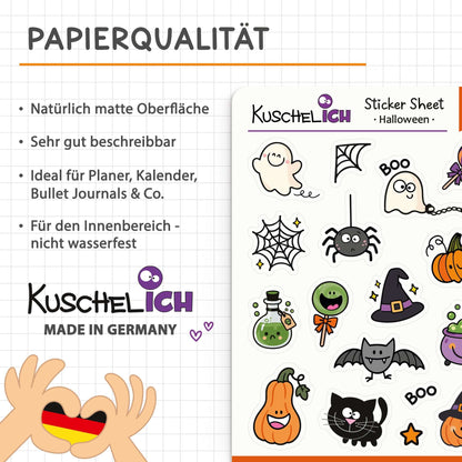 Infografik Papierqualität: matt, beschreibbar, für den Innenbereich, Made in Germany