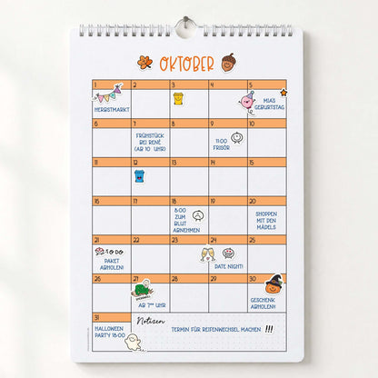Oktober-Kalender mit Planer-Stickern von KuschelICH, darunter Herbstblatt und Eichel