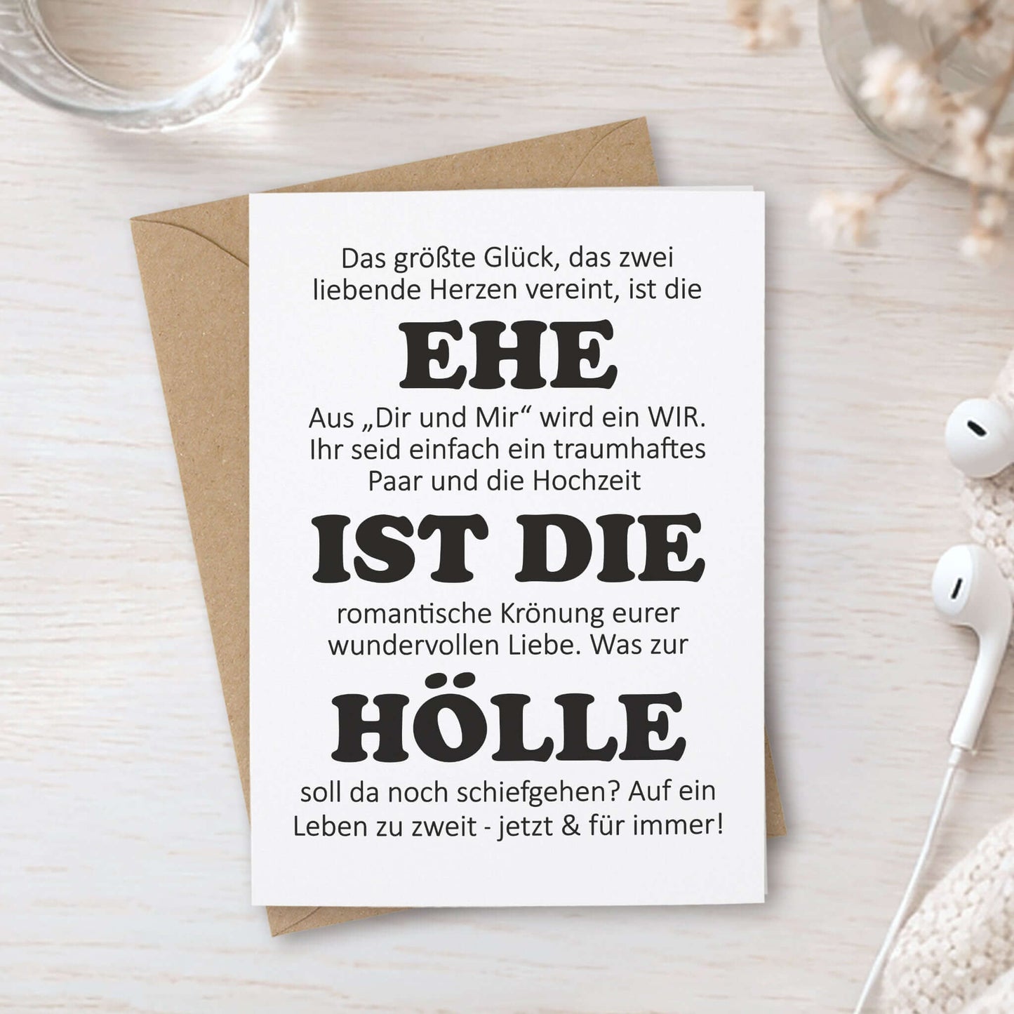 Hochzeitskarte Ehe Klappkarte mit Eukalyptus Dekoration – KuschelICH