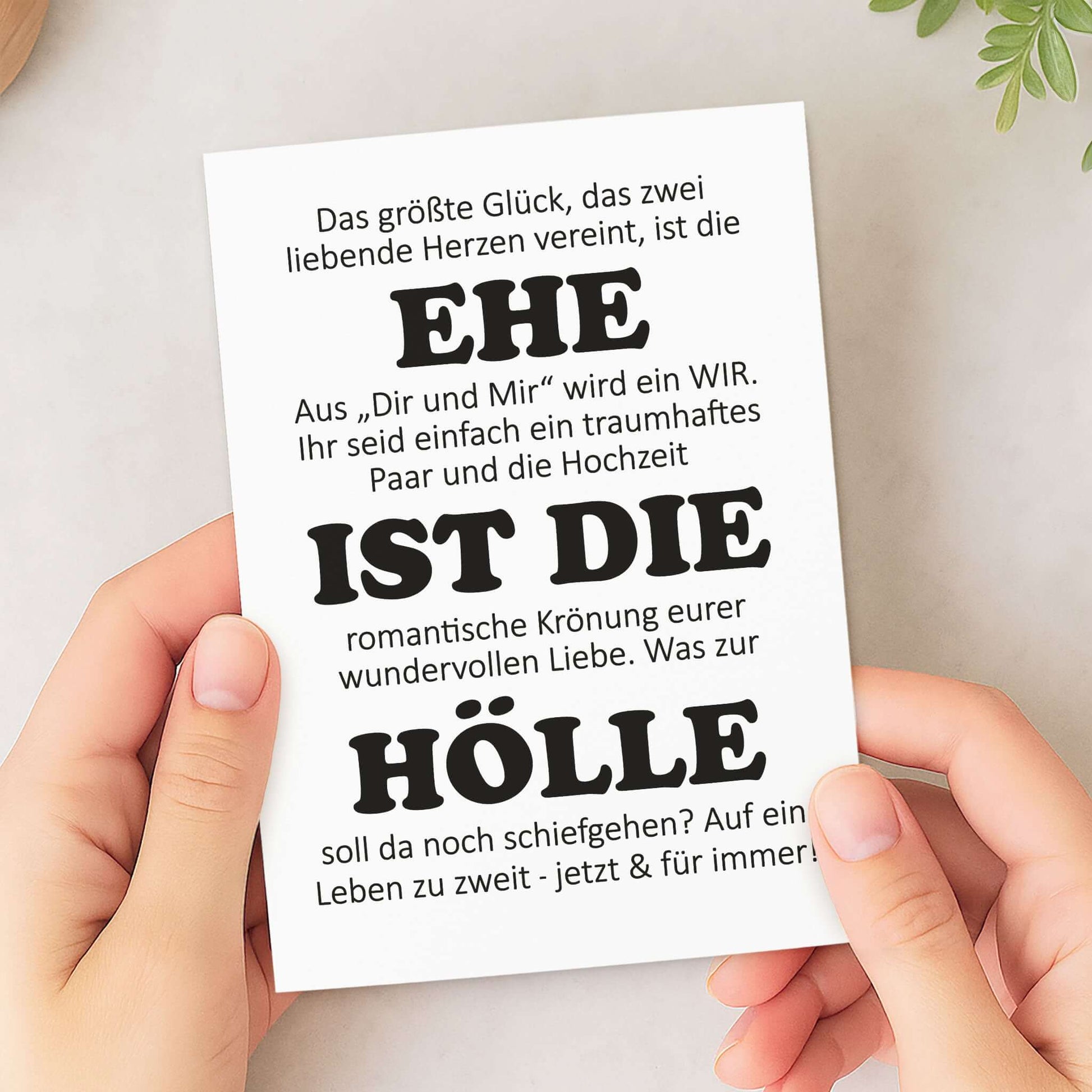 Hochzeitskarte Ehe Postkarte in Händen gehalten – KuschelICH
