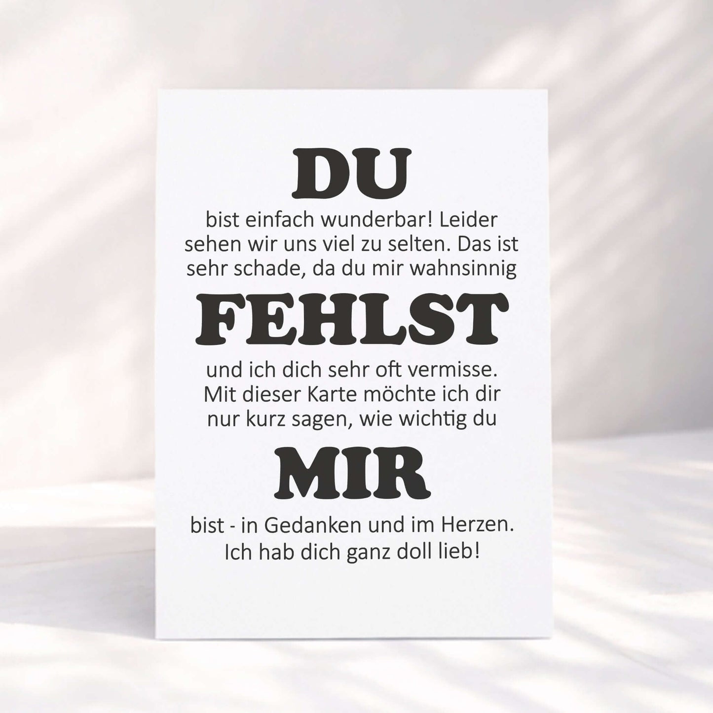 Klappkarte Du fehlst mir – Lifestyle in Korb Dekoration, Grußkarte Freundschaft