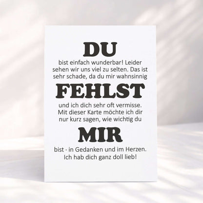 Klappkarte Du fehlst mir – Lifestyle in Korb Dekoration, Grußkarte Freundschaft