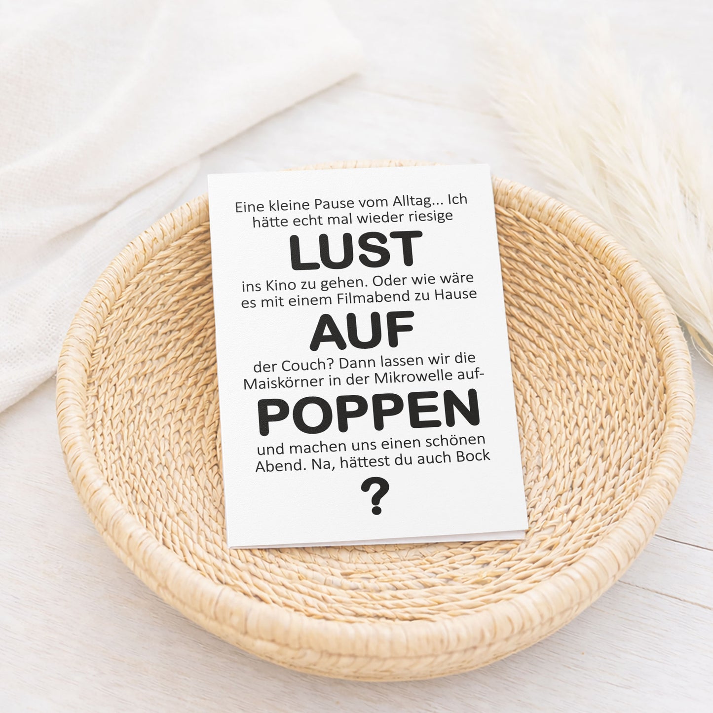 Klappkarte Filmabend Lifestyle – Popcorn-Wortspiel – KuschelICH