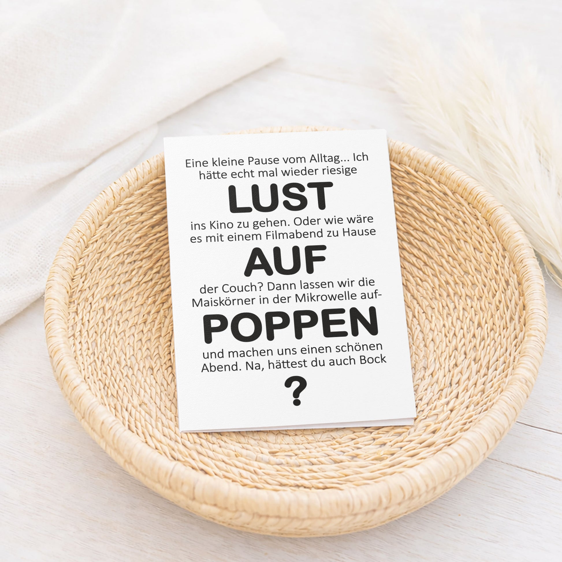 Klappkarte Filmabend Lifestyle – Popcorn-Wortspiel – KuschelICH