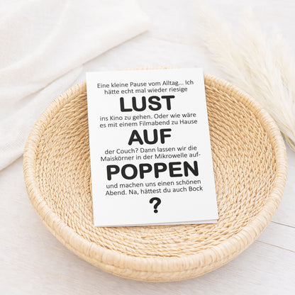 Klappkarte Filmabend Lifestyle – Popcorn-Wortspiel – KuschelICH