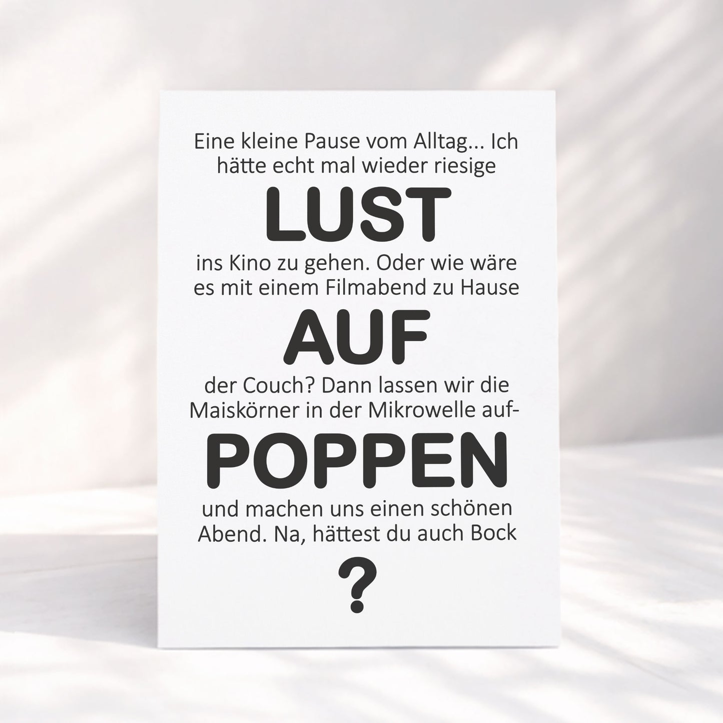 Klappkarte Filmabend – mit Kraftumschlag – KuschelICH