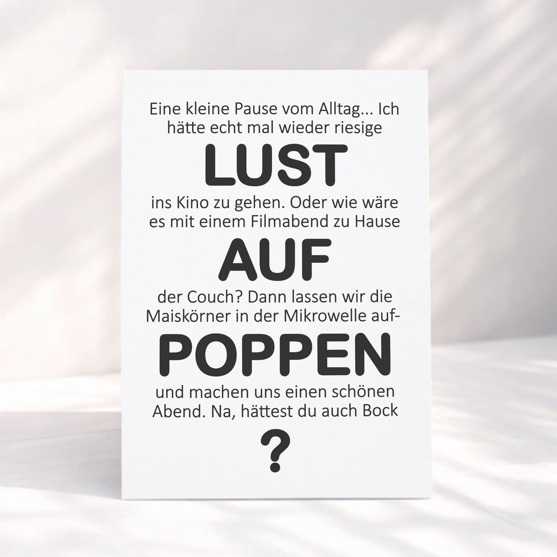 Klappkarte Filmabend – mit Kraftumschlag – KuschelICH