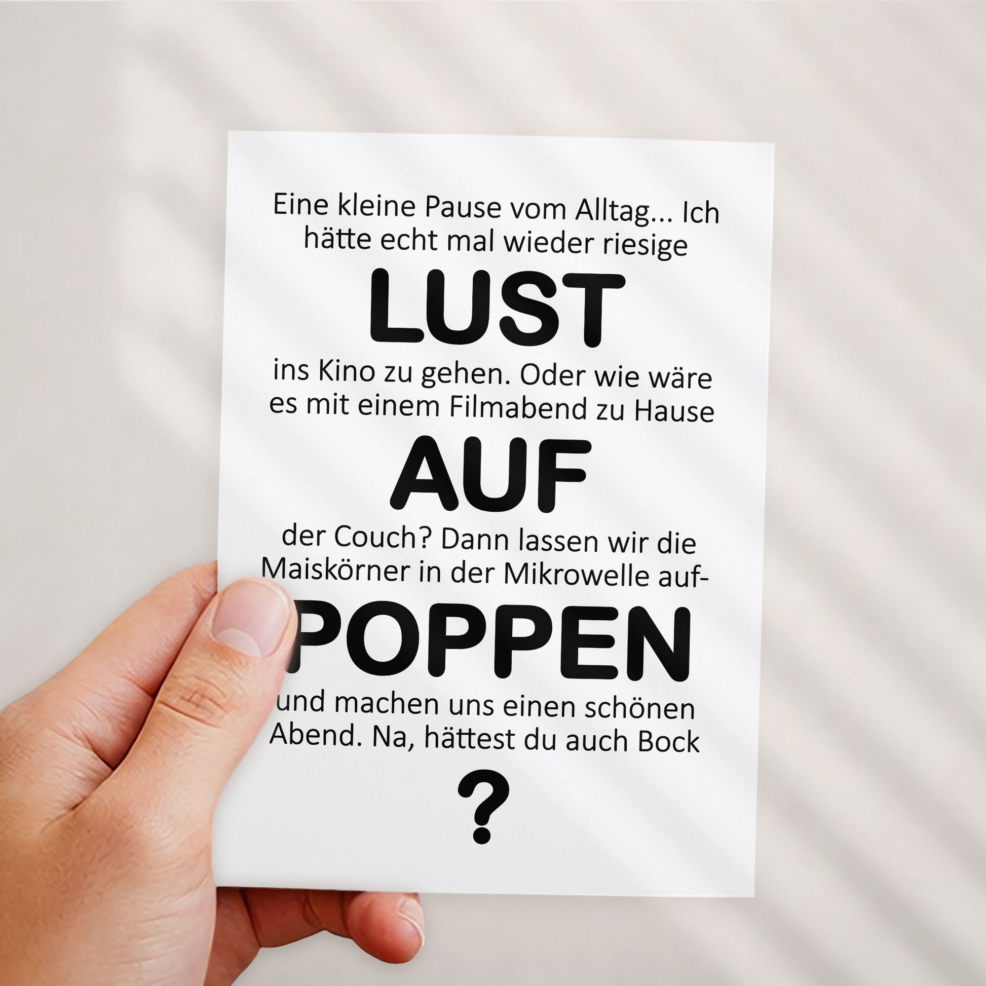Klappkarte Filmabend Lifestyle – mit Kraftumschlag – KuschelICH