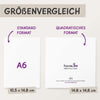 Größenvergleich Klappkarte quadratisch vs. A6 Format
