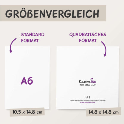Größenvergleich Klappkarte quadratisch vs. A6 Format