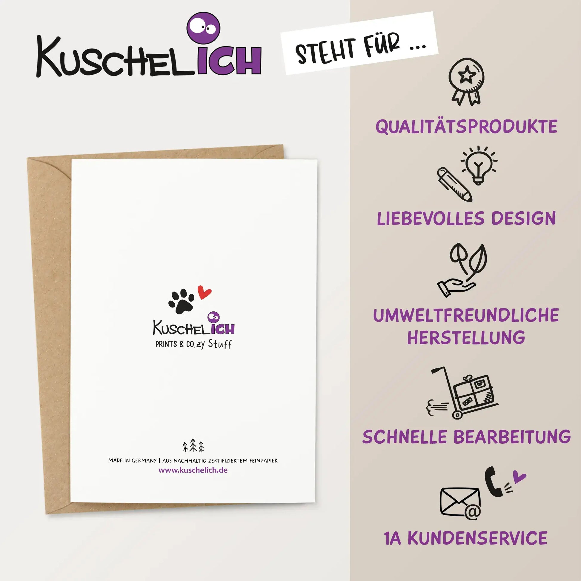 Nachhaltige Hundekarte von Kuschelich – Umweltfreundliche Klappkarte mit liebevollem Design.