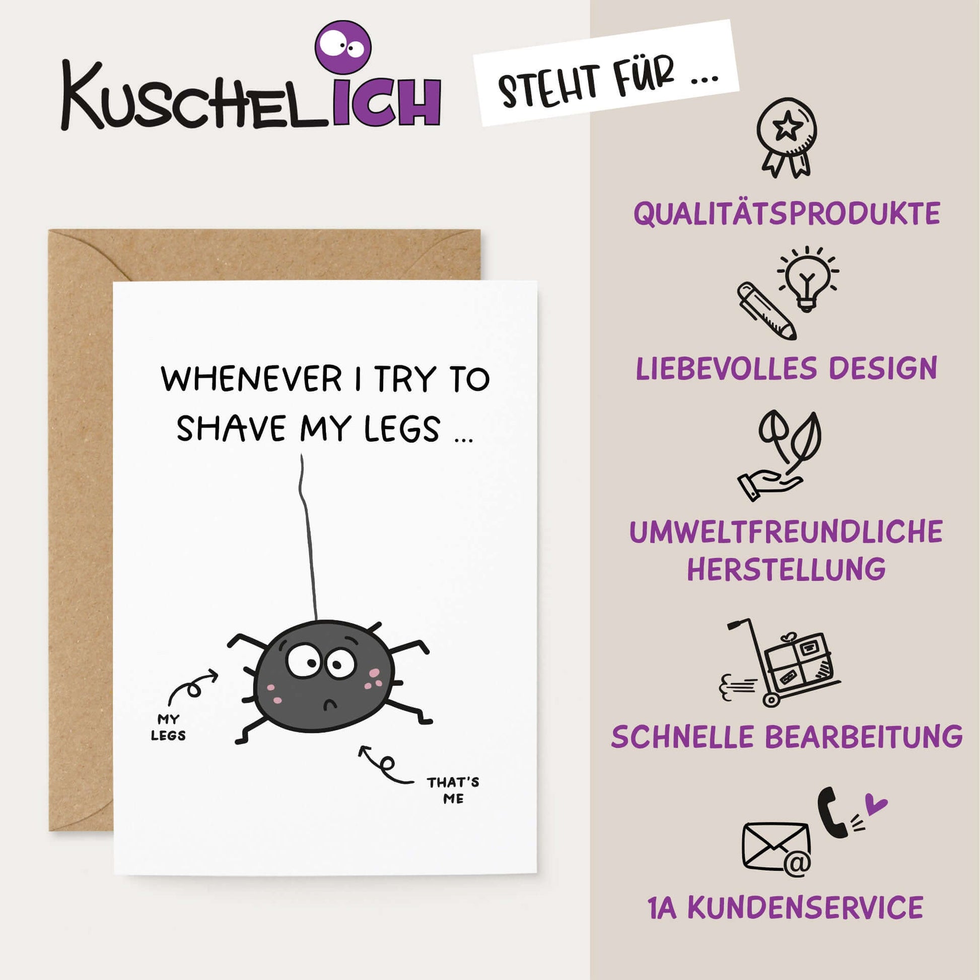 Humorvolle Karte von KuschelICH mit nachhaltiger Herstellung