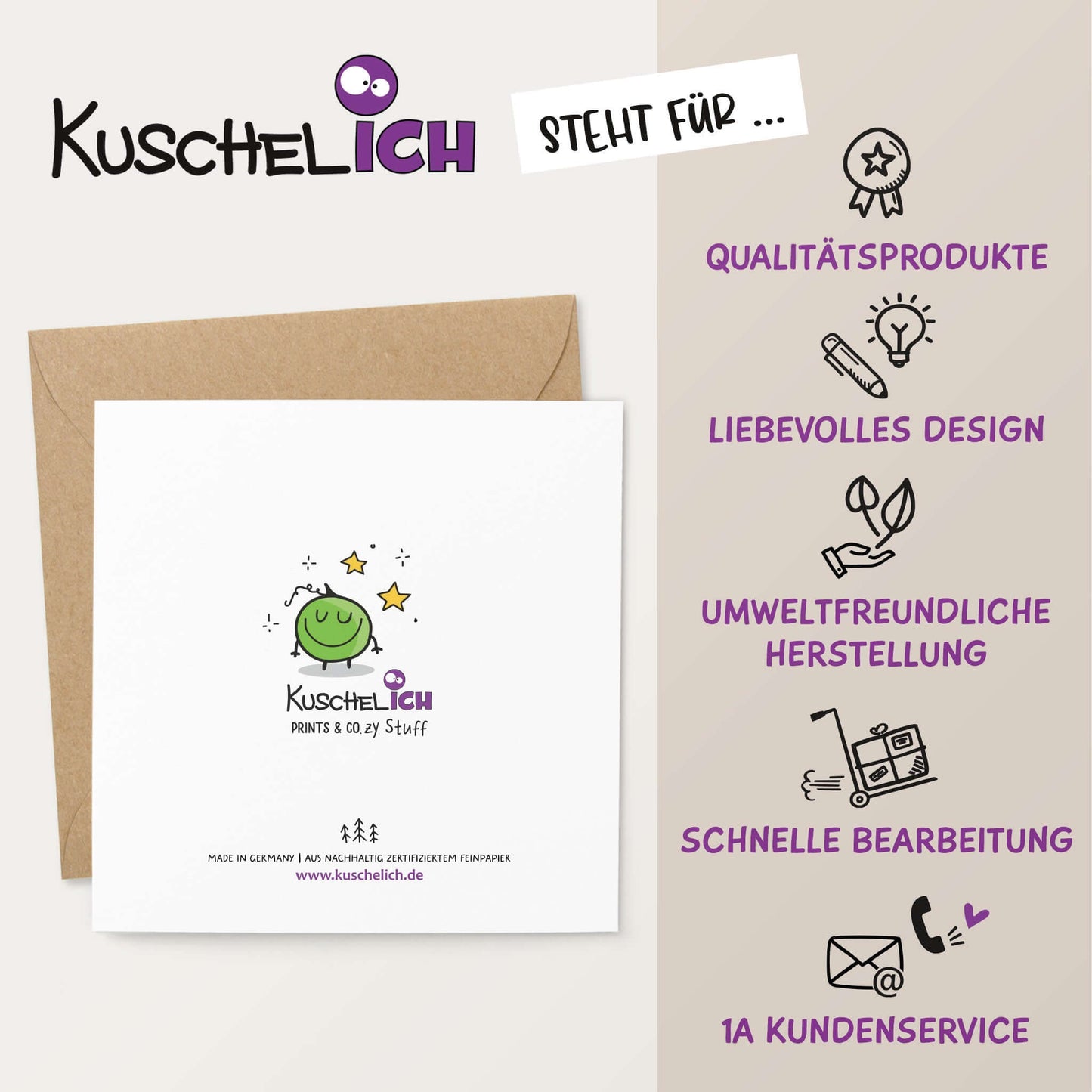 Kuschelich Rückseite Karte Qualitätsmerkmale Illustration