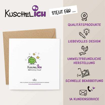 Kuschelich Rückseite Karte Qualitätsmerkmale Illustration