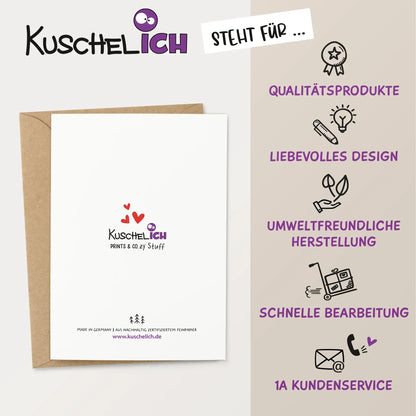Nachhaltige Grußkarte von Kuschelich, hergestellt in Deutschland