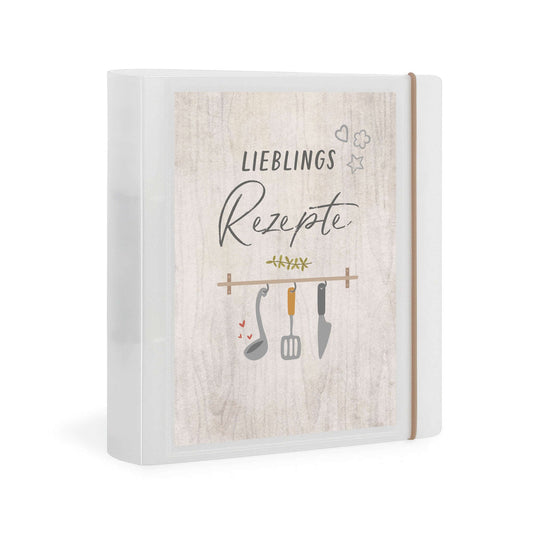 DIN A5 Rezeptordner mit Cover "Lieblingsrezepte" – Frontansicht