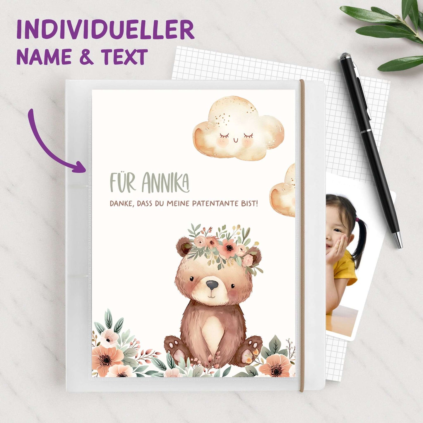 Ordner für Kindergarten-Erinnerungen mit individuellem Text