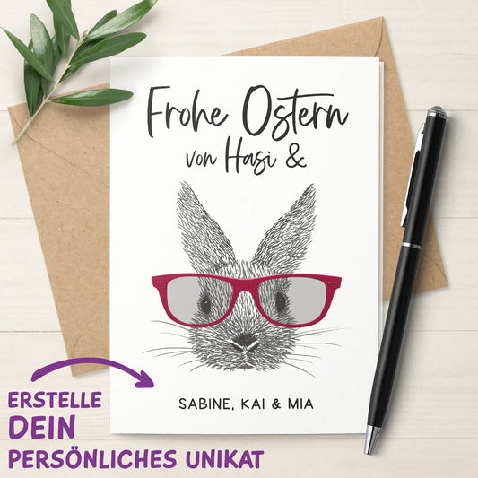 Hochwertige Osterkarte mit Umschlag – personalisierbar mit Namen