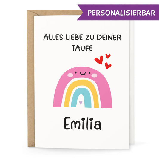 Personalisierte Taufkarte mit Wunschname.