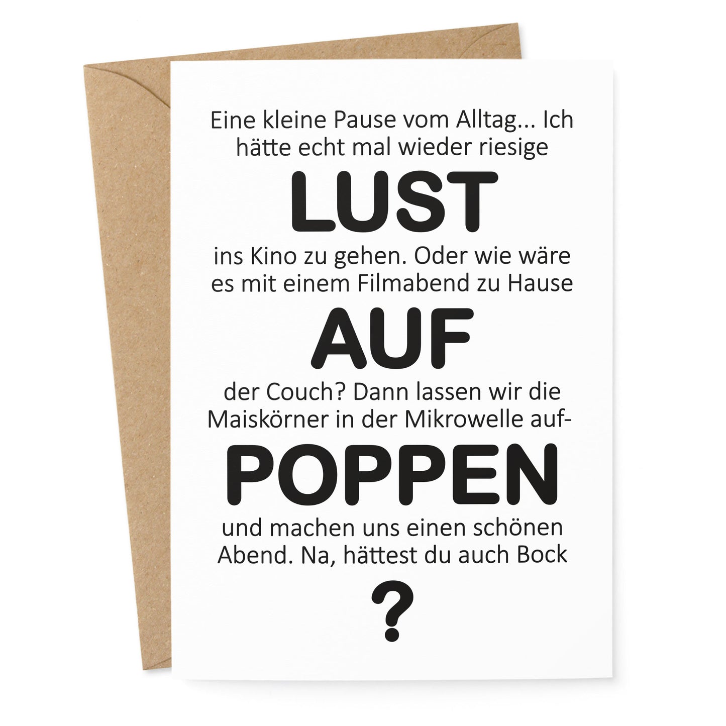 Witzige Postkarte Filmabend – Popcorn-Wortspiel – KuschelICH