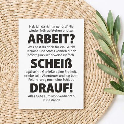 Postkarte Ruhestand lustig – Typografie witzig Rente Pension