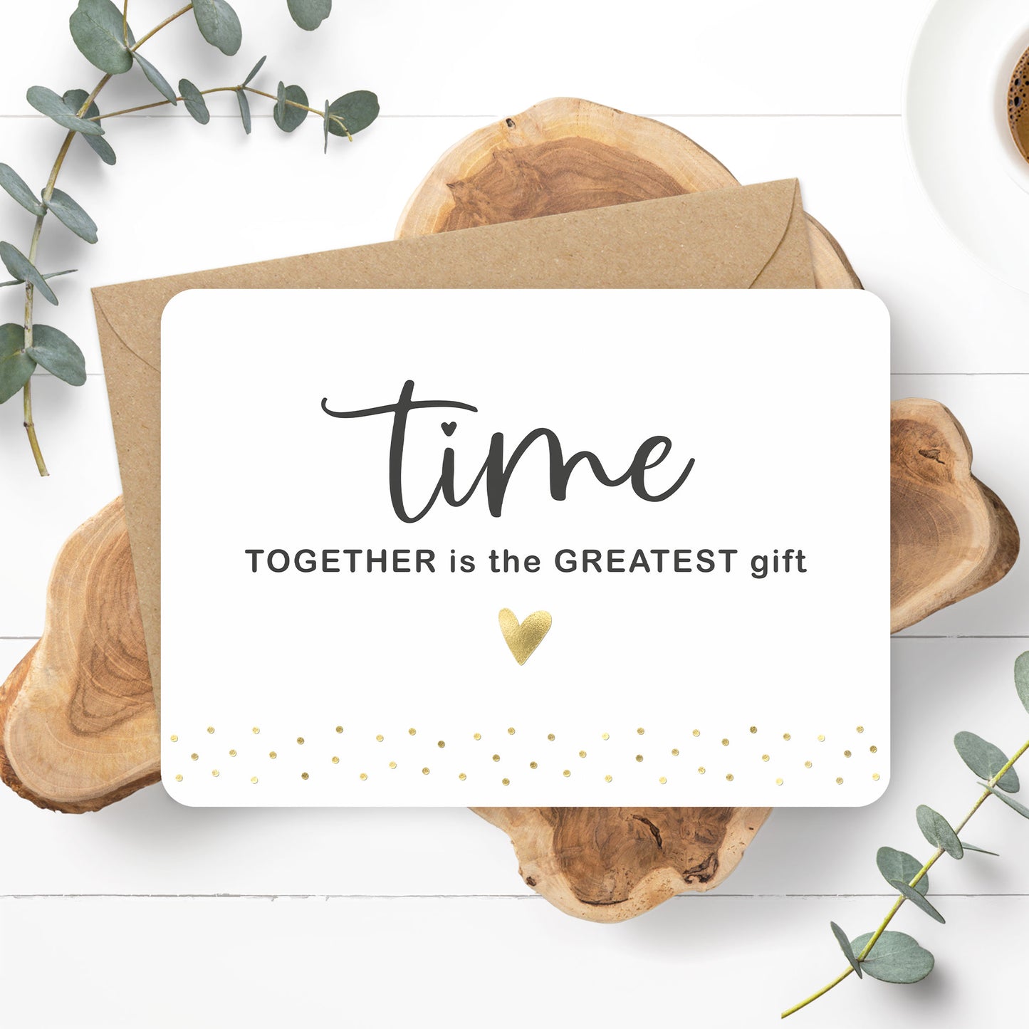 Postkarte „Time Together" mit Goldfolienprägung | Grußkarte A6 quer inkl. Umschlag