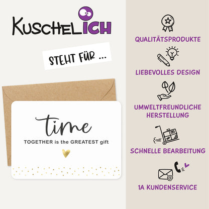 Postkarte „Time Together" mit Goldfolienprägung | Grußkarte A6 quer inkl. Umschlag