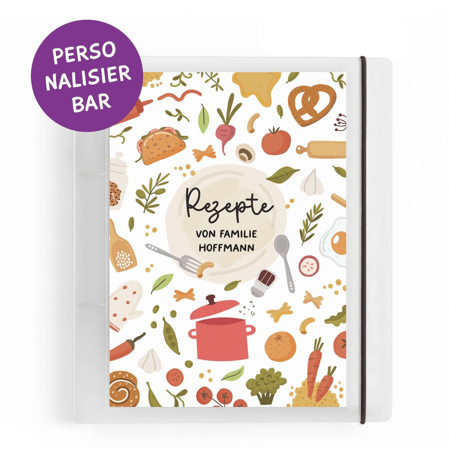 Personalisierter Rezeptordner A5 Küchen-Design – Deckblatt mit Namen Familie