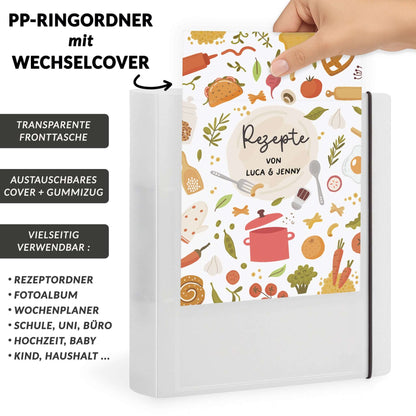 PP-Rezeptordner A5 Wechselcover Gummizug, personalisiert Rezeptbuch