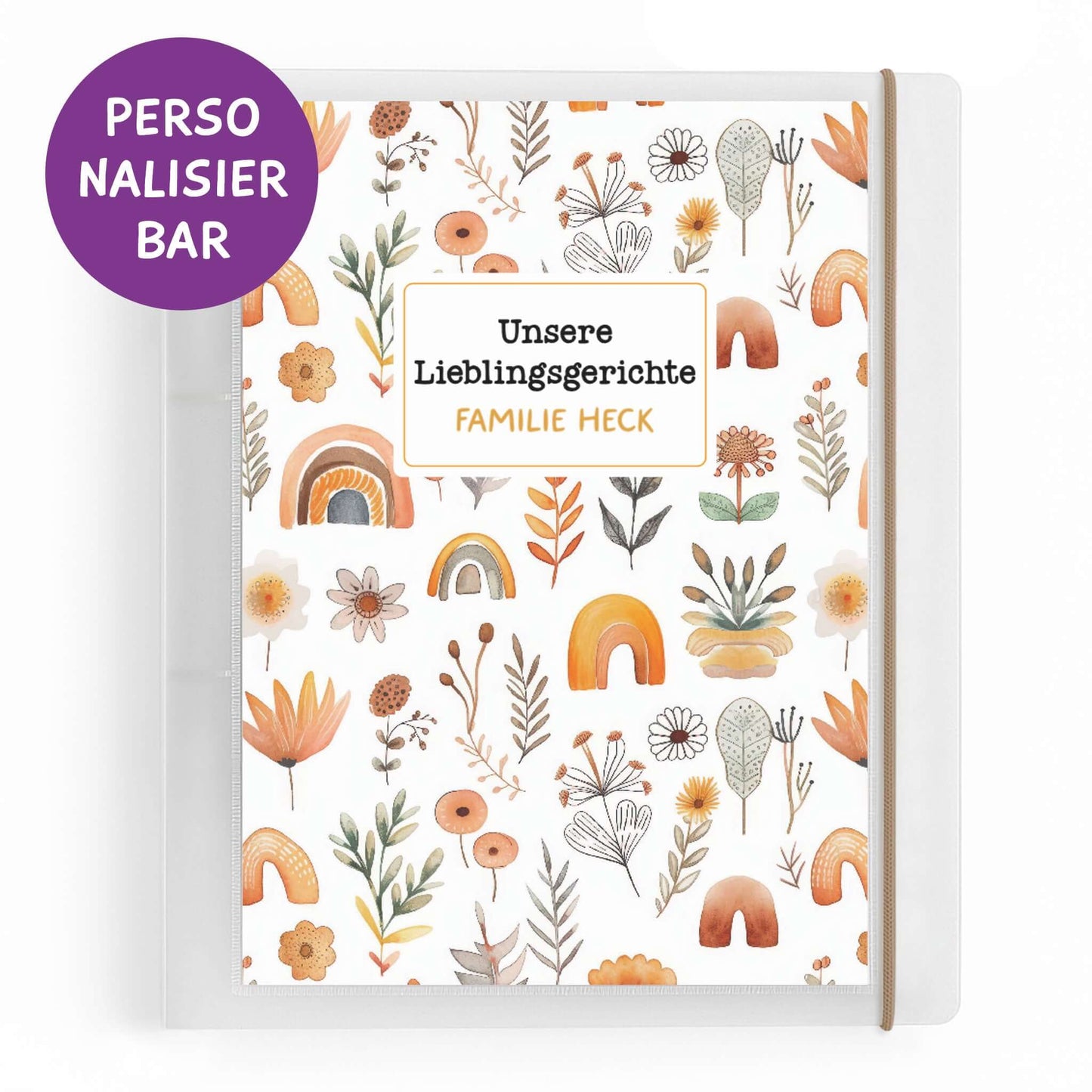 Personalisierter Ringordner A4 Wildblumen – Deckblatt mit Namen, Boho-Design