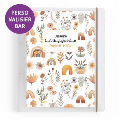 Personalisierter Ringordner A4 Wildblumen – Deckblatt mit Namen, Boho-Design