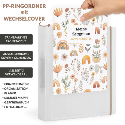 PP-Ringordner A4 mit Wechselcover und Gummizug, personalisiertes Deckblatt einschieben