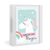 DIN A4 Ringordner Einhorn mit Regenbogen und Spruch „I Make My Own Magic“