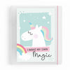 DIN A5 Ringordner Einhorn mit Regenbogen und Spruch „I Make My Own Magic“