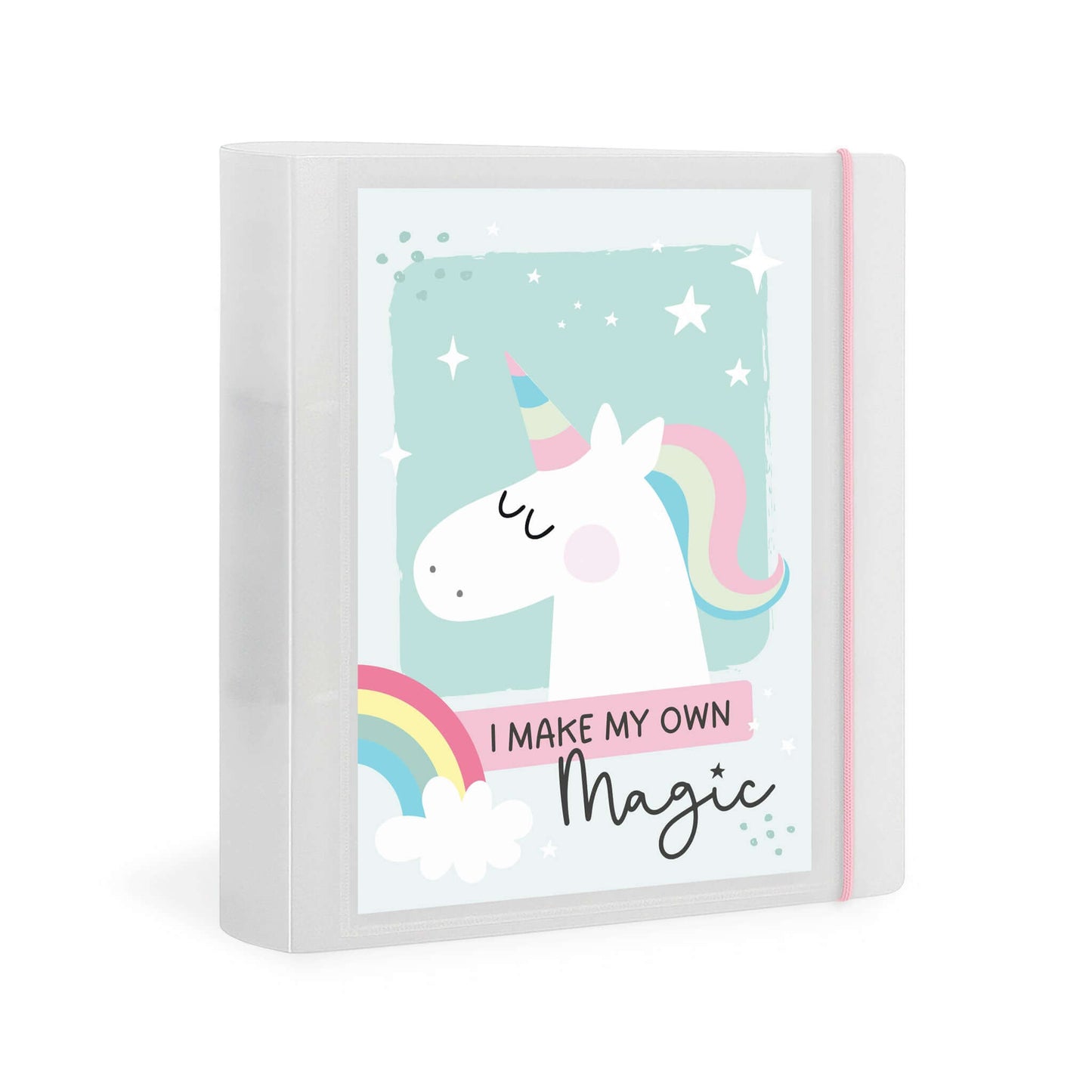 Vorderansicht des kleinen Einhorn-Ringordners im DIN A5-Format