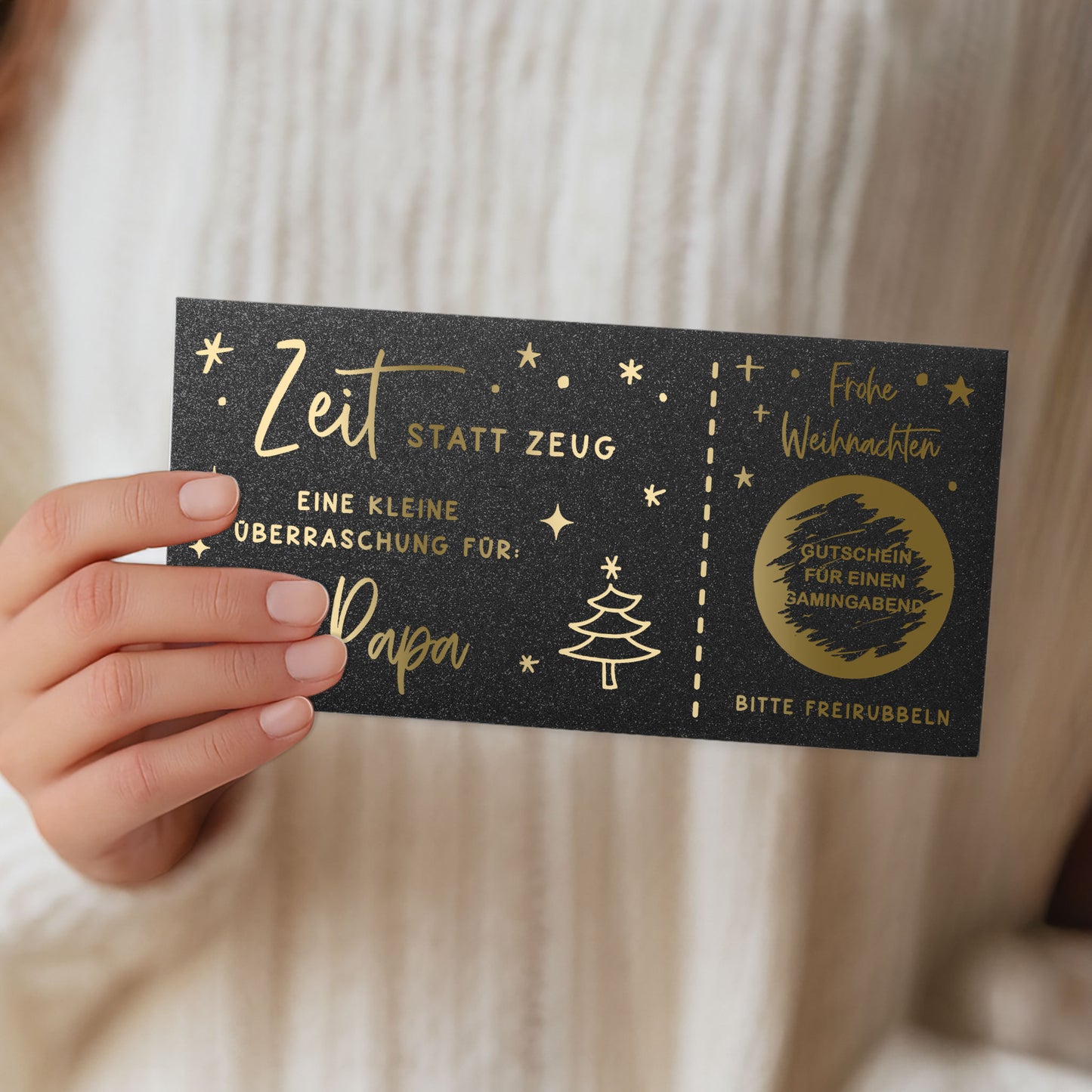 Personalisierter Rubbelgutschein Weihnachten – edle Folienkarte