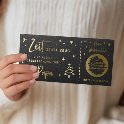 Personalisierter Rubbelgutschein Weihnachten – edle Folienkarte