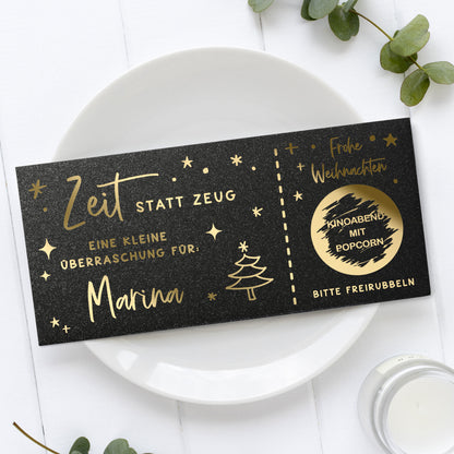 Personalisierter Rubbelgutschein Weihnachten – edle Folienkarte