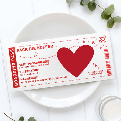 Rubbelkarte Boarding Pass Weiß Schimmer Roségoldfolie – Disneyland Paris Gutschein Lifestyle