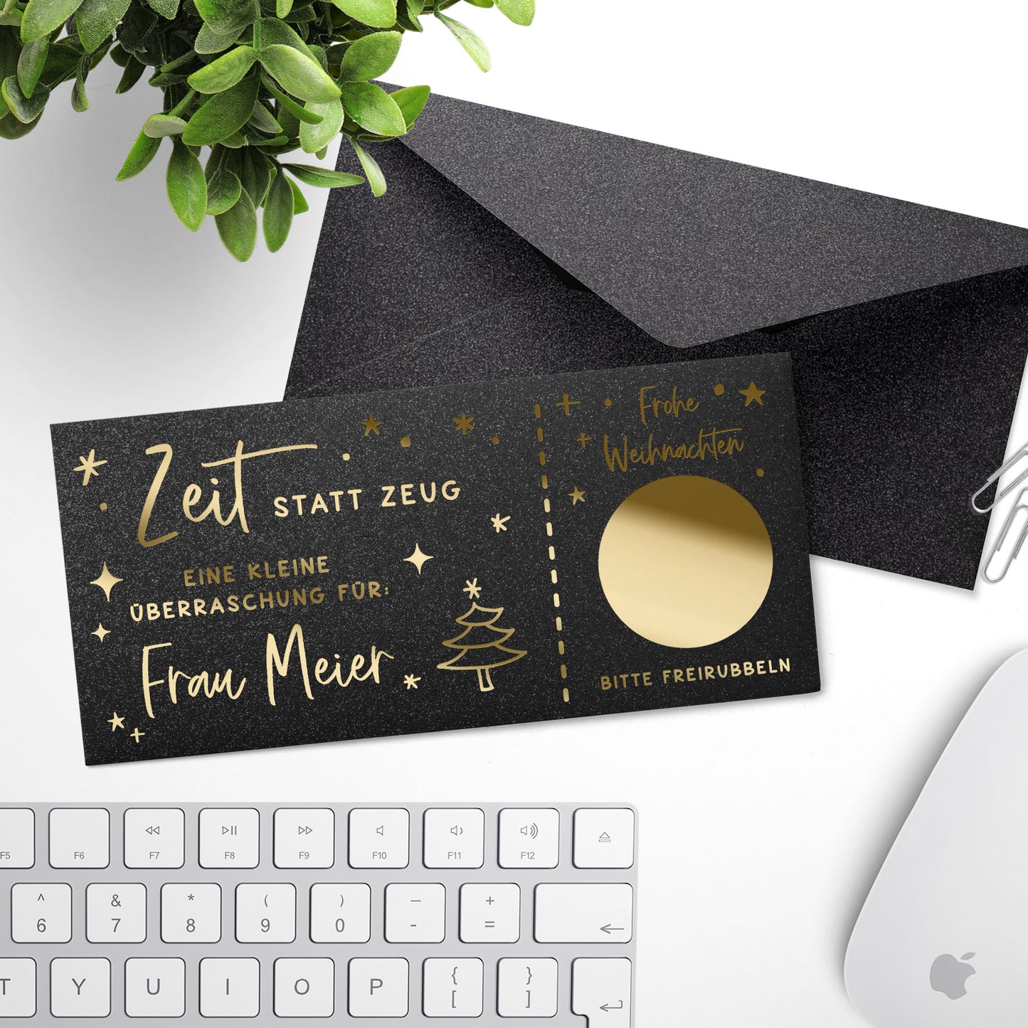 Personalisierter Rubbelgutschein Weihnachten – edle Folienkarte