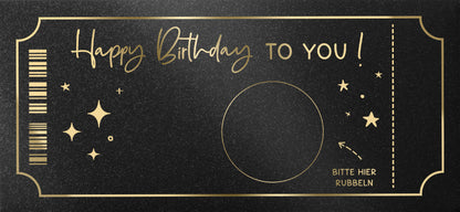 Rubbelkarte Geburtstag – Personalisierungsbeispiel mit individuellem Text unter dem Rubbelfeld