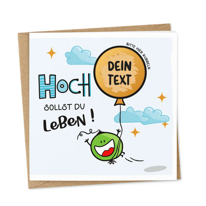 Rubbelkarte Hoch sollst du leben mit Kraftpapier-Umschlag