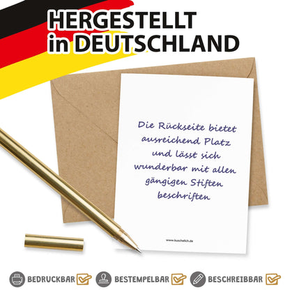 Rückseite der Rubbelkarte mit Umschlag und Stift