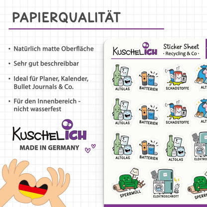 Papierqualität matt und beschreibbar, Made in Germany – Sticker Sheet – KuschelICH