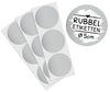Selbstklebendes Rubbeletikett zum Aufkleben, rund mit silberner Rubbelschicht